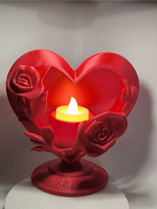 SteweHome Plastic Candle Holder In Red Colour 15x6cm