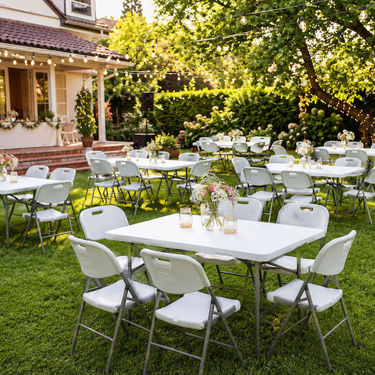Τραπέζι Catering Εξωτερικού Χώρου Πτυσσόμενο Λευκό 120x60x74εκ.