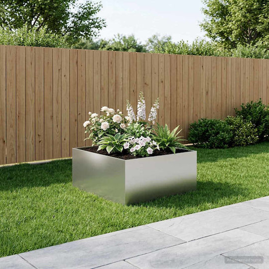 vidaXL Γλάστρα Μεταλλική Ασημί 100x100x40εκ.