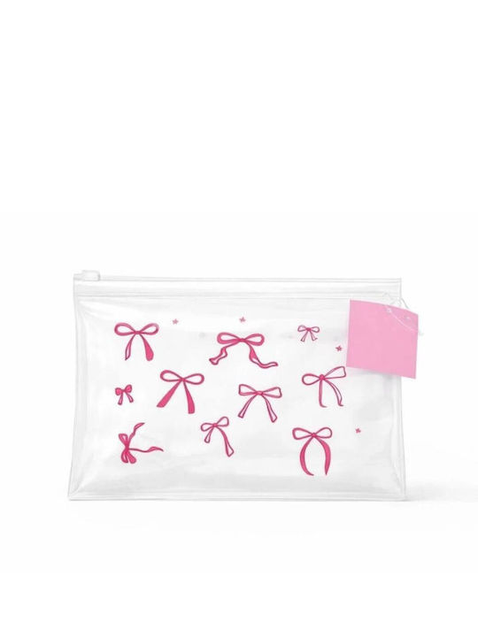 Enpapa Transparent Travel Makeup Bag Bikini Zipper Bow Design Pink