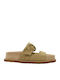 Leather Women's Flat Sandals Beige E612-Beige