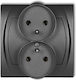 Logo Double Socket Frame U Without Overlay Graphite 11lgpr-2z