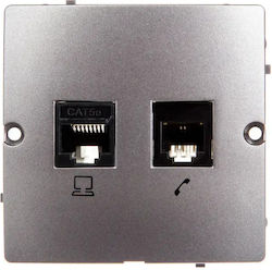 Simon Basic ICT гнездо RJ45 Cat.5e + RJ11 неръждаема стомана BMF5T.02/21