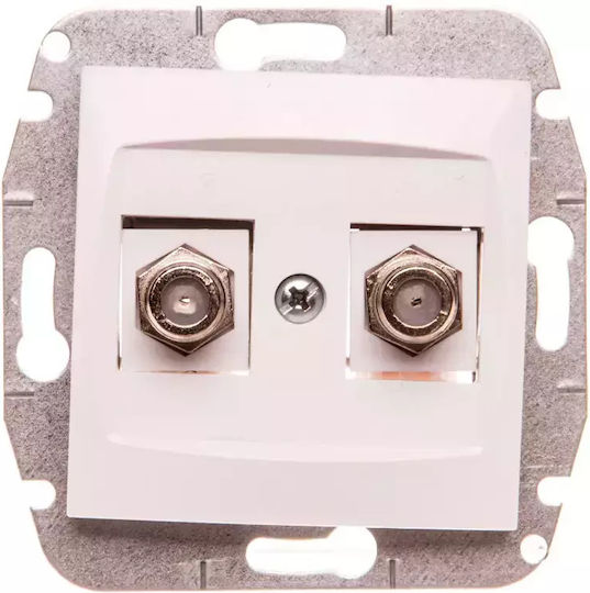 Elektro-plast Carla Antenna Socket Double 2x Tv Without Frame White 1787-10