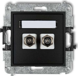 Mini Antennensteckdose Dual Typ F Sat Nickel Platt Matt Schwarz 12mgf-2