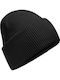 Beanie Unisex Beanie with Rib Knitting in Black Colour