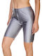 Training Damen Fahrrad Leggings Glänzend Metallic Grau