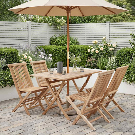 Set Sala De Mese Pentru Exterior Solid 5 Piese VidaXL Cu Suport Pentru Umbrelă