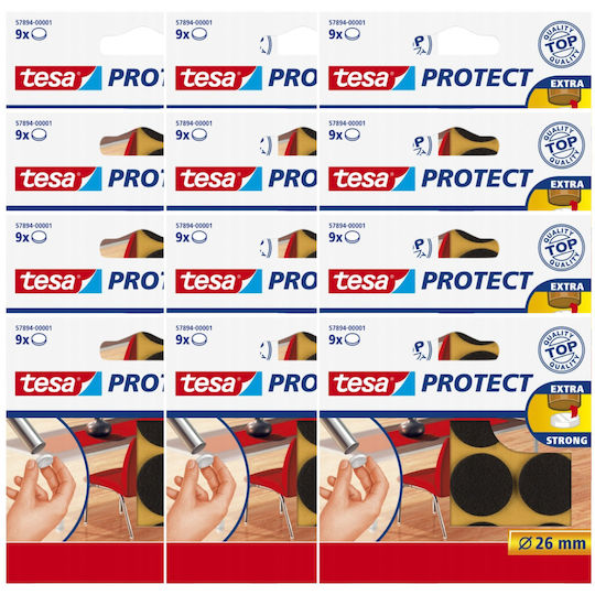 Tesa Round Felt Pads with Sticker and 26mm Diameter 9 Pieces