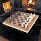Backgammon/Șah Din Lemn Cu Pioni Pentru Backgammon Și Pioni De Șah 40x40cm