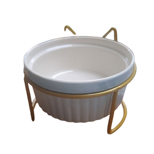 Denik Pets Bol Ceramica pentru Mâncare și Apă pentru Câine și Pisică cu Suport 400ml în Culoare Aurie