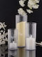 SteweHome Set of Glass Candle Holders in Orange Colour 3 Pieces