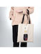 Enpapa Thick Fabric Shopping Bag Clip Closure Galaxy Design Beige 35x40 Cm