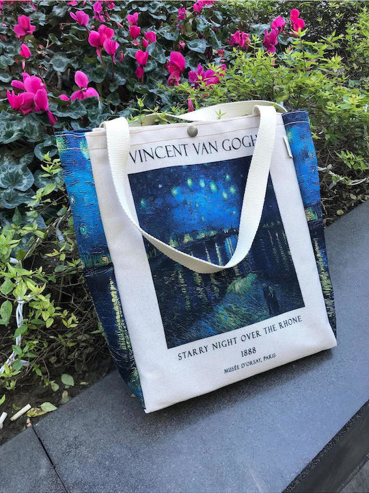 Beach Bag Made of White Canvas