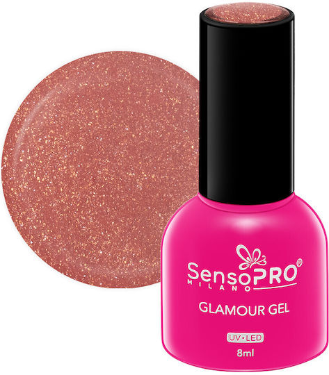 SensoPro Glamour Ojă Pentru Unghii Cu Gel Apricot Bliss #115 Ochi De Pisică 8ml