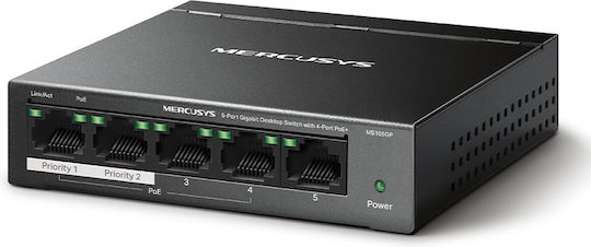 Mercusys MS105GP v3 Unmanaged L2 PoE+ Switch με 5 Θύρες Gigabit (1Gbps) Ethernet