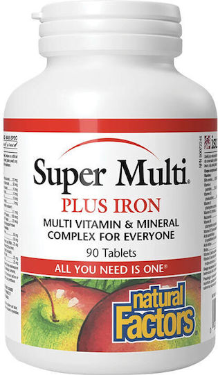 Natural Factors Super Multi Plus Iron Natural Factors 90 Tablets