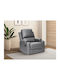 Denton 1565 Πολυθρόνα Relax Περιστρεφόμενη από Δερματίνη Γκρι 87x94x105cm