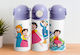 Cap Kids Water Bottle Thermos Stainless Steel with Straw Purple 360ml