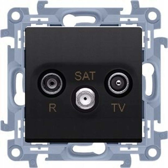 Simon 10 Rtv-sat Durchsteck Antennensteckdose Rahmen Schwarz Matt Casp.01/49