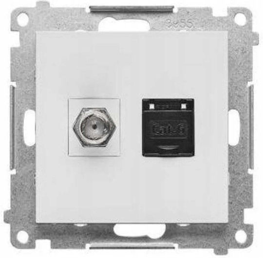 Simon 55 Type F+rj45 Cat.6 Antenna Jack Module Light Grey Matt Tasfrj45.01/114