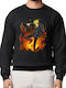 Rundhals Sanji Brennende Aura One Piece Anime Design Bedruckte Blusen Schwarz