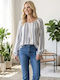 Damen Langärmeliges Gestreiftes Bluse Blau