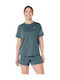 Women's Blouse Short Sleeve Petrol Blue
