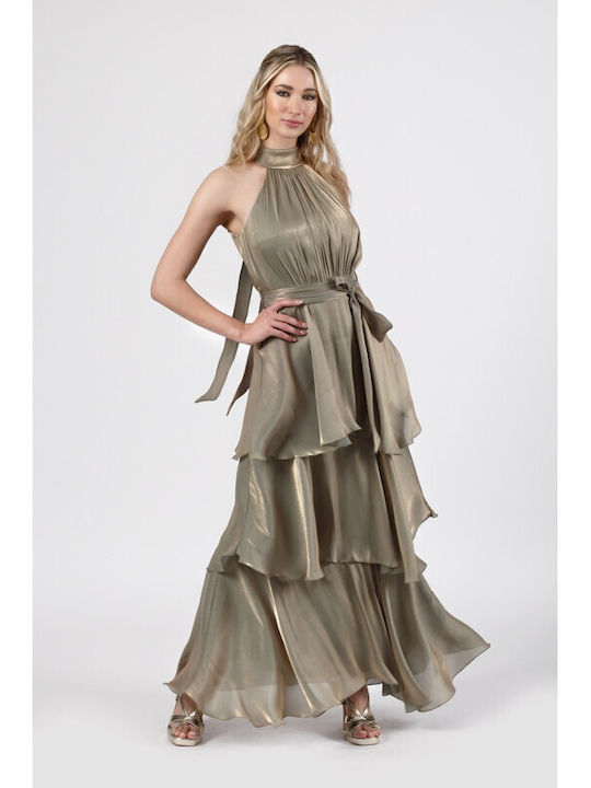 Cecilia Personal Satin Dress Iridescent Olive