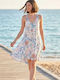 Sommer Midi Damenkleid Hellblau