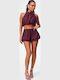 Women's Set with Burgundy Shorts