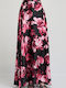 Set Mit Hohe Taille Maxi Blumen Fuchsie