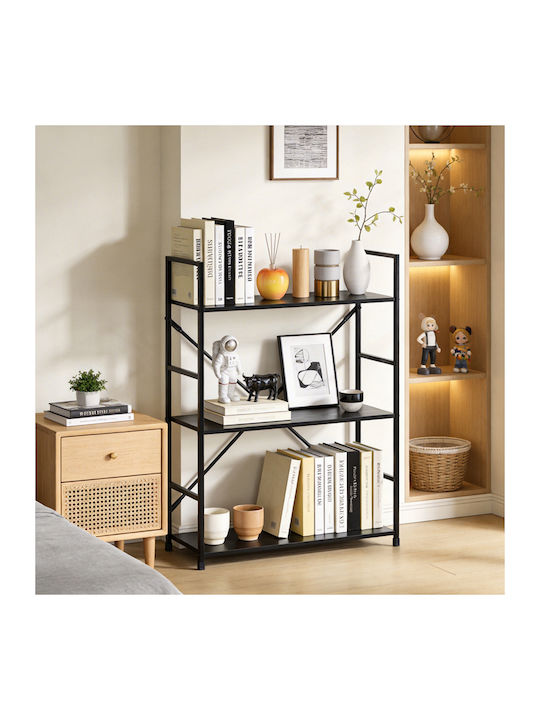 Βιβλιοθήκη Manlo Μαύρο 58.6x23.5x80εκ.