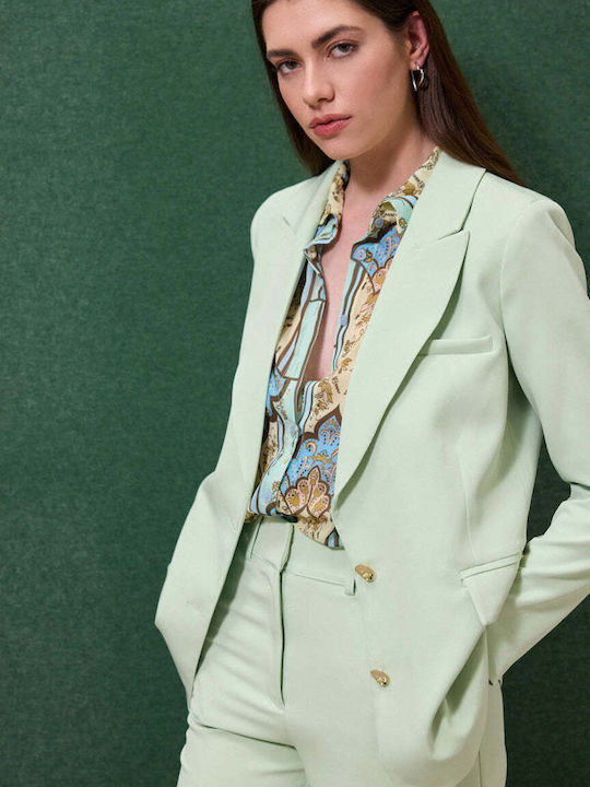 Enzzo Damen Tailliertes Blazer Minzgrün