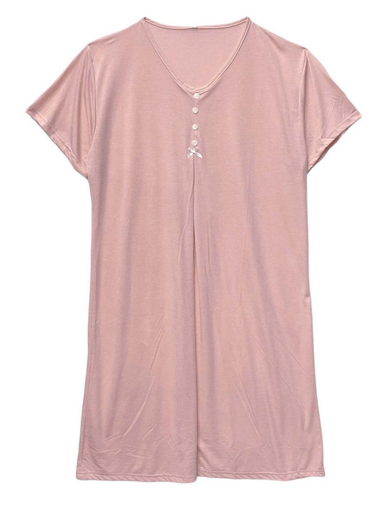 Ansin Summer Cotton Women's Nightgown Pink