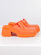 Mules With Chunky Heel In Orange Colour