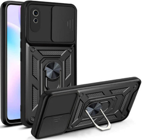 Bodycell Armor Slide Durable Xiaomi Redmi 9a 9at 9i Case with Camera Cover & Metallic Ring Holder Black 5206015012570