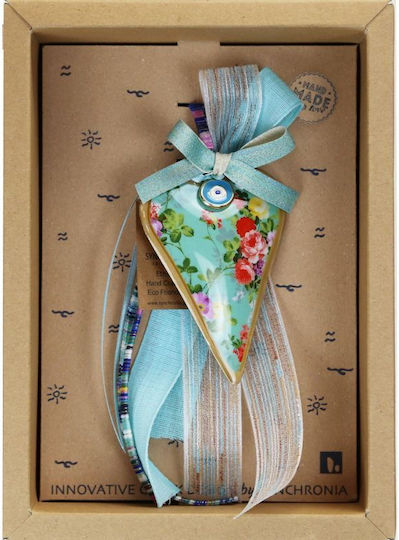 Synchronia Hanging Heart Lucky Charm Turquoise Metal 17x24cm