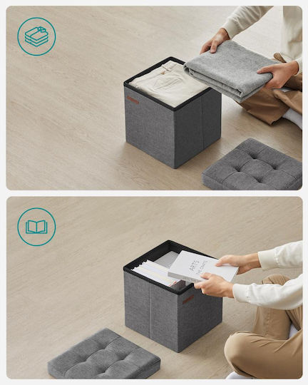 Hocker Für Das Wohnzimmer Mit Stauraum Mit Stoff Dunkelgrau 30x30x30cm