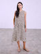 Celestino Women's Midi Dress Animal Print Loose Fit Beige