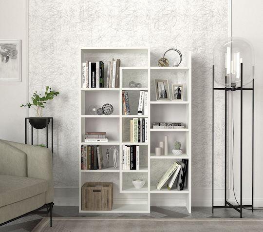 Bibliotecă Geo Whitespace Alb 94.2x22x139.5 cm