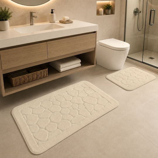 Tropik Home Set Covoare De Baie Din Bumbac LJD27748 Bej 2 Bucăți