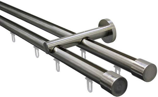 Gardinia Șină pentru perdele dublă metalică în culoare gri 220 cm Gardinia Șină pentru perdele dublă metalică în culoare gri 220 cm