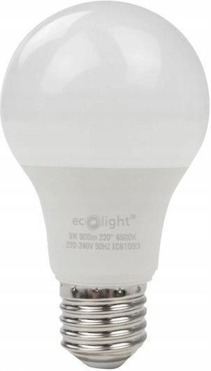 Eco Light Bec LED 9W Pentru Bază E27 și Formă A60 Alb Rece 900 Lumen