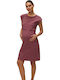 Rochie pentru gravide și alăptare scurtă Rose Brown 20021366 Abk Mamalicious