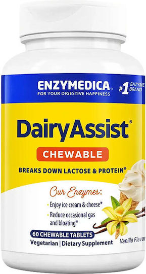 Enzymedica Dairyassist Chewable Enzymedica Βανίλια 60 Chewable Tablets