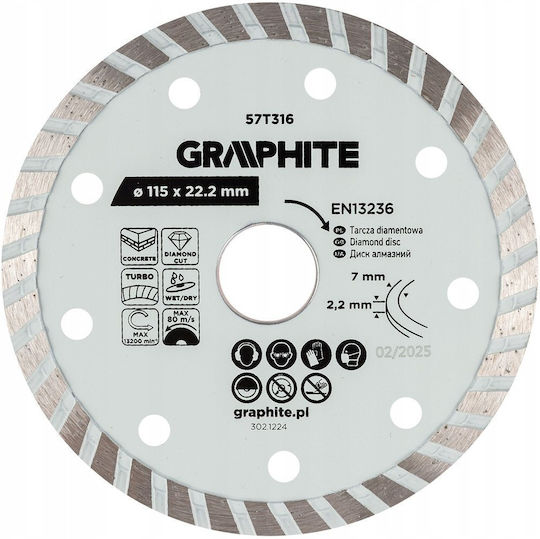 Graphite Turbo Cutting Disc for Construction Materials 115mm