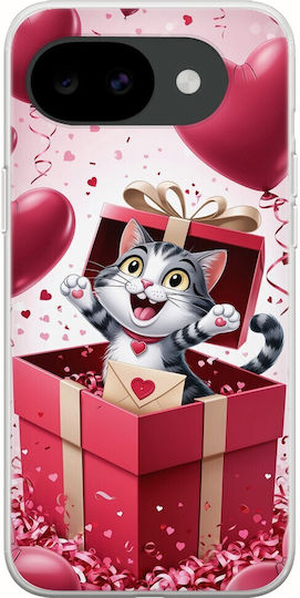 Θήκη Valentine's Day Surprise Love Kitty Google Pixel 10a 5g Flexible Tpu Διάφανη Σιλικόνη