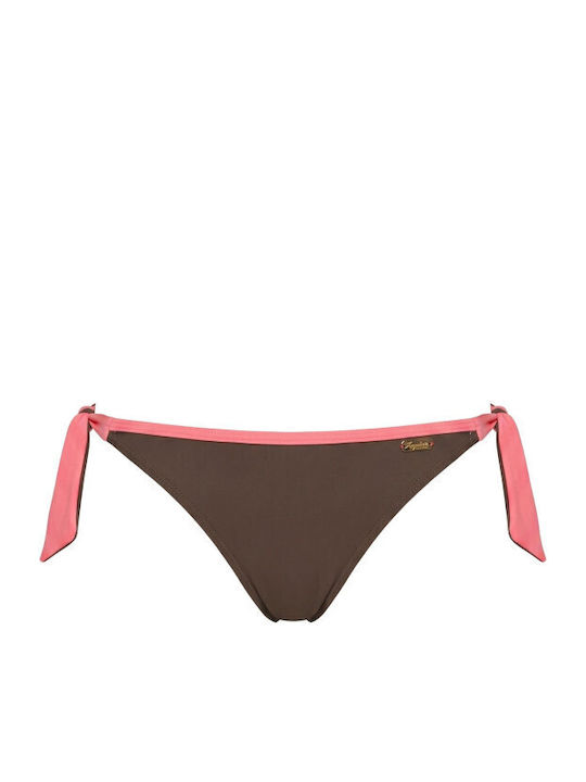Marko Bikini Slip με Κορδονάκια Ροζ/Γκρι