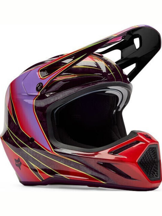 Fox V3 RS Canvas Roșu Cască Moto Motocross DOT ...